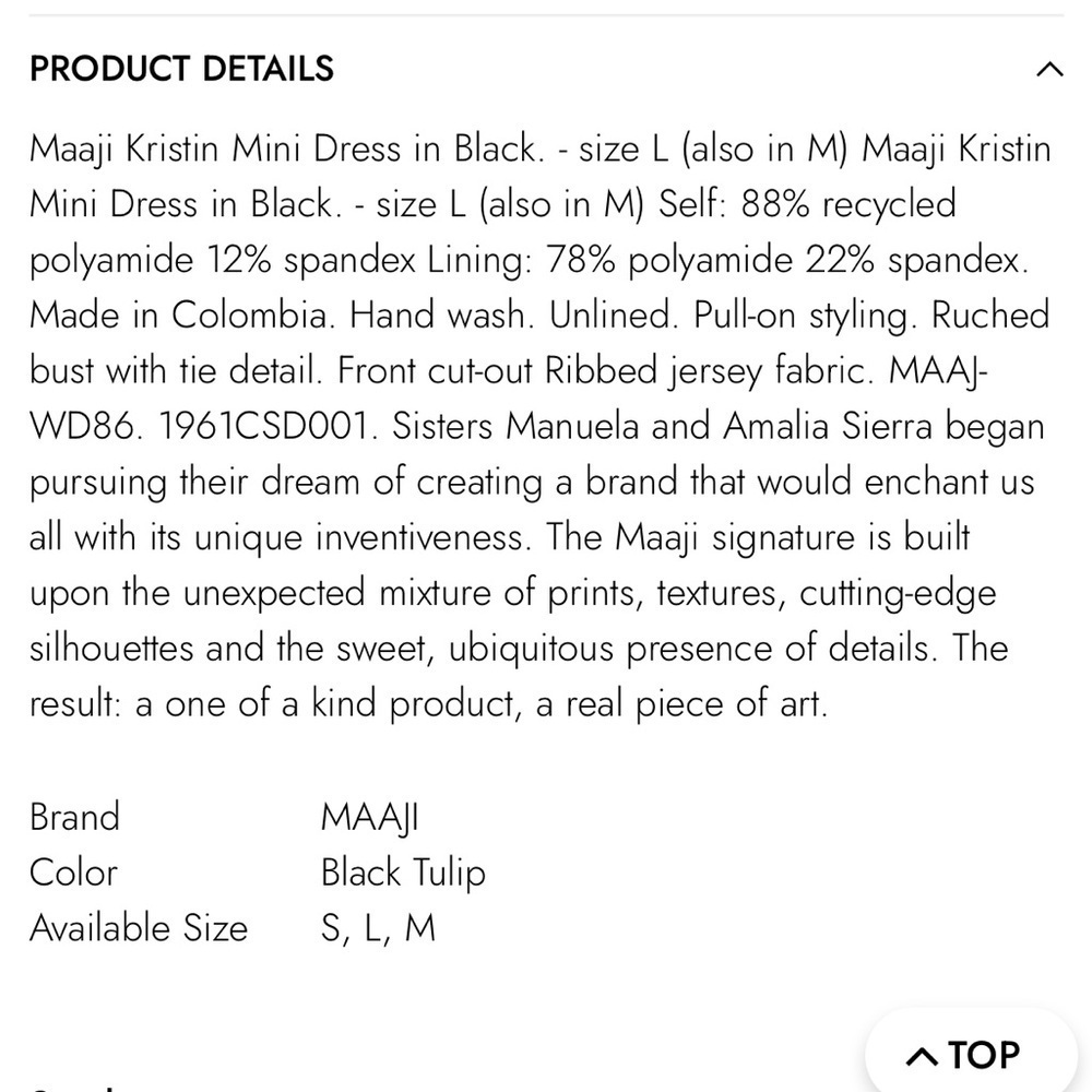 MAAJI Kristin Mini Dress In Black Size L 73 - Picture 4 of 10